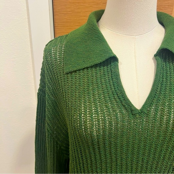 Zara | V-Neck | Collared Sweater | Green | Size Small | Never Worn - Picture 3 of 11